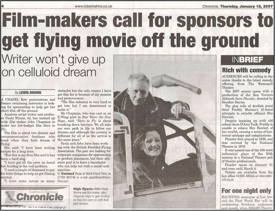 Paula Wynne Making Dare To Fly Short Film Flying Without Wings Book By Paula Wynne