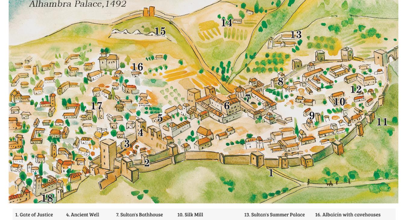 Alhambra Palace Medieval Map The Luna Legacy Book By Paula Wynne