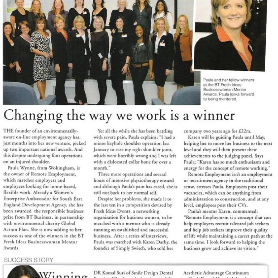 Paula in Berkshire Life after winning Karen Darby as her business mentor.